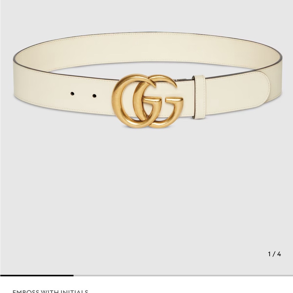 Gucci Taupe Leather Belt with Gold GG Buckle - Picture 7 of 7